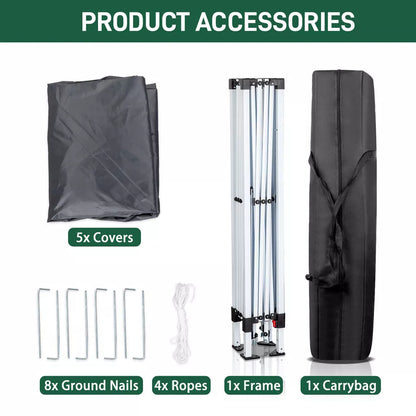 3x3M Heavy Duty Gazebo Marquee Pop-up Waterproof Garden Party Tent 4 WallSides