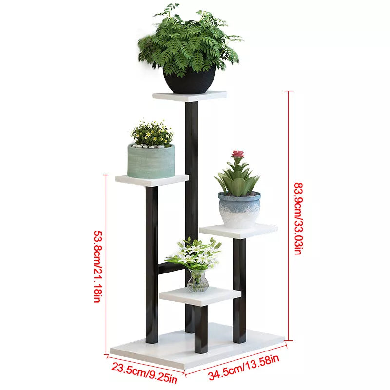 4 Tier Metal Plant Stand Indoor Outdoor Garden Flower Pot Shelf Display Rack UK