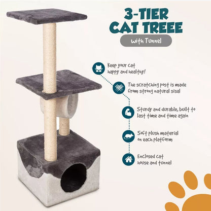 Cat Tree Scratching Tower House Activity Center Post Climbing Hammock Royalcart