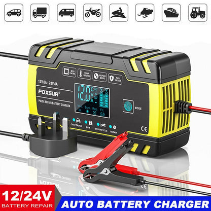 12V 24V Automatic Car Battery Charger Smart Jump Starter Pulse Repair AGM/GEL UK Royalcart