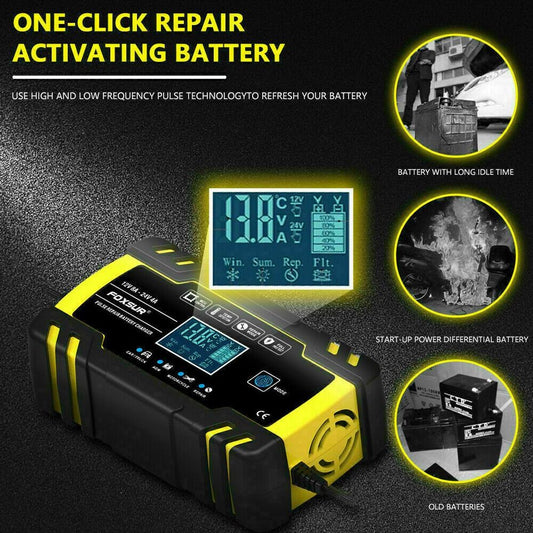 12V 24V Automatic Car Battery Charger Smart Jump Starter Pulse Repair AGM/GEL UK Royalcart