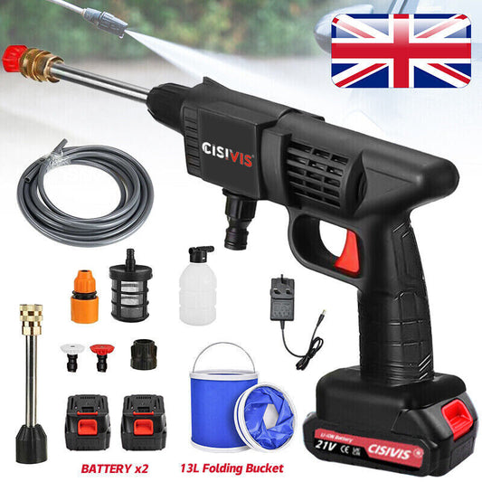 Portable Cordless Car High Pressure Washer Jet Water Wash Cleaner Gun +2 Battery Royalcart