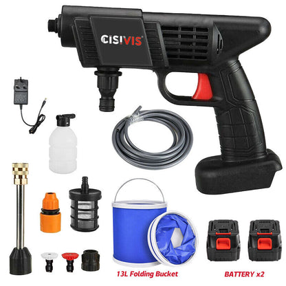 Portable Cordless Car High Pressure Washer Jet Water Wash Cleaner Gun +2 Battery Royalcart